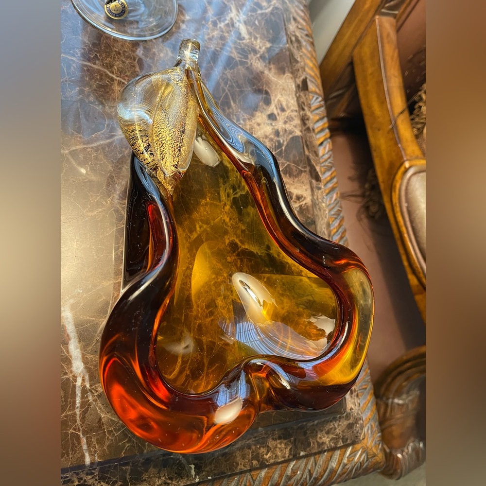 Glass Pear Sculpture, Vintage MURANO glass bowl Ash tray